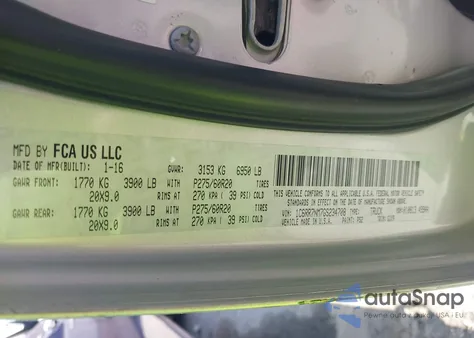 2016 Ram 1500 Laramie из США, поврежденный, VIN 1C6RR7NM7GS234708